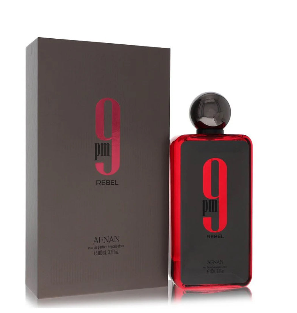 Afnan 9 PM Rebel Eau De Parfum Spray 100ml 3.4 OZ. For Man & Women
