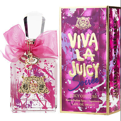 Viva La Juicy Soiree Perfume by Juicy Couture, A dreamy, otherworldly quality awaits you with Juicy Couture’s new scent, Viva La Juicy Soiree.  Notes: The top notes of kiwi, cassis, and mandarin orange combine a unique blend of tropical sweetness with subtle citrus. Femininity is at the heart of this fragrance, as Indian samba, jasmine, and water lily touch on the ethereal. The playful intrigue reminiscent of a masquerade ball is grounded with the base notes of softwood, amber, and musk. 