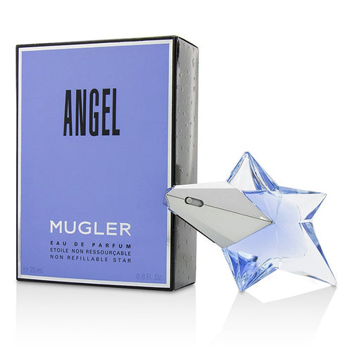 The Angel woman dares to live up to her dreams with her blue star as her guide. Confident and seductive, she fascinates those who cross her path. Between power and pleasure, she uses her ultra-femininity as a signature. Between heaven and earth, she makes her dreams a reality. Angel Eau de Parfum is the first Gourmand perfume in the world of fragrance.  Angel, wilder than dreams.