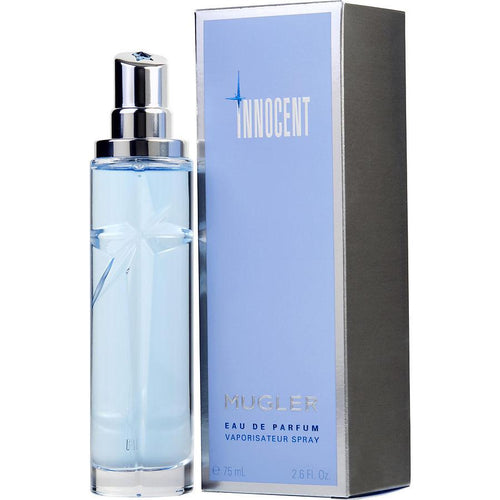 Angel Innocent by Thierry Mugler Perfume. Angel Innocent is a gourmand fragrance for young, vibrant women. Introduced in 1998, this Thierry Mugler creation is recommended for women who love the label's Angel scent but want to take things further. Pure, delicate and clean,