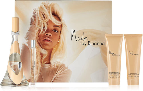 Rihanna Nude Gift Set - 3.4 oz Eau De Parfum Spray + 3 oz Body Lotion + 3 oz Shower Gel + Mini Eau De Parfum SprayFor Women