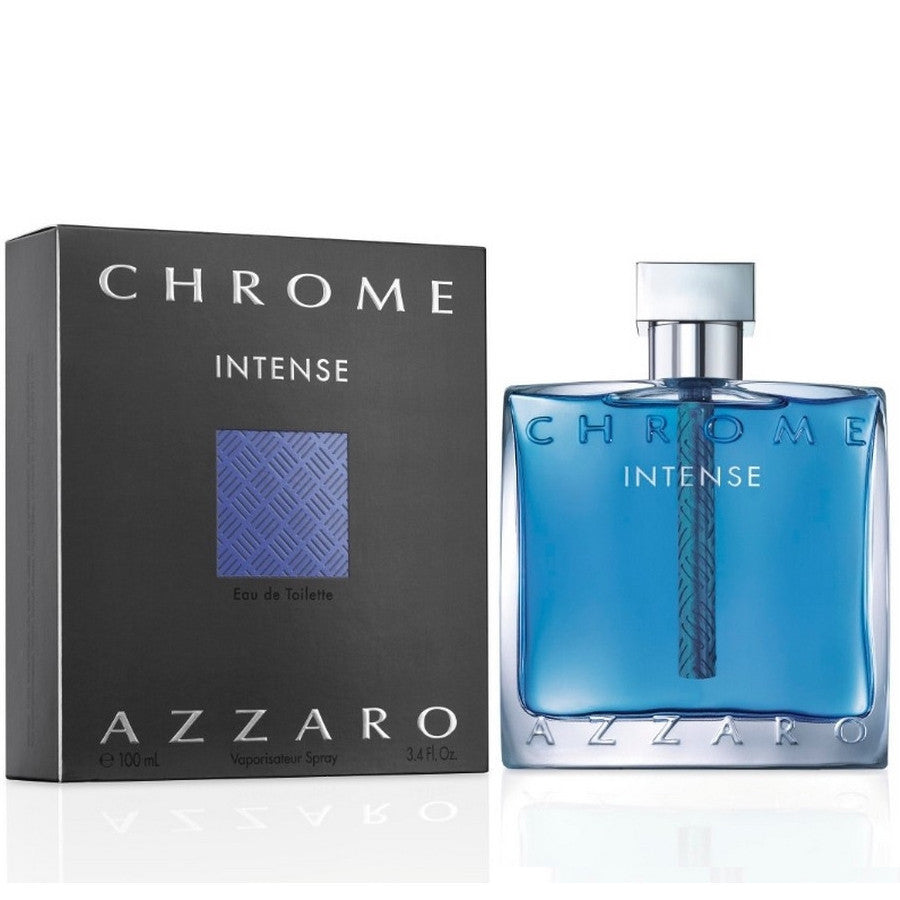 Chrome Intense is a masculine fragrance by Azzaro. The scent was launched in 2015 and the fragrance was created by perfumer Mylène Alran  Notes:  Top Notes Ginger, Bergamot, Grapefruit, Hedione Heart Notes Ozone, Jasmine water, Lichen Base notes Precious woods, Mate, Amber, Musk  Style:  Chrome Intense is a lively and fresh fragrance for men