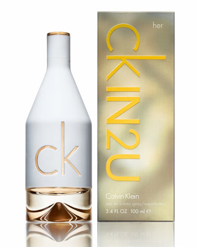 Showcase your youthful, carefree spirit with a dash of CK IN2U fragrance for women.  Notes:  Launched by Calvin Klein in 2007, this lively fragrance opens with a zesty burst of uplifting Sicilian bergamot and pink grapefruit, to reveal green and floral notes of aromatic red currant leaf, grassy cactus and sweet orchid. The result is a perfectly balanced bouquet that fills you with lasting confidence.
