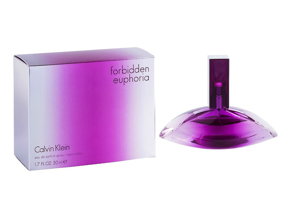 Forbidden Euphoria Perfume by Calvin Klein, Forbidden Euphoria, launched in 2011, is a fun, youthful perfume for the woman who takes charge of her own life. Its bright, cool fragrance inspires creativity and adventure.  Notes: Tangerine, peach blossom and iced raspberry are the fruity top notes. Juicy and crisp, they have a clearing and invigorating effect on the mind.