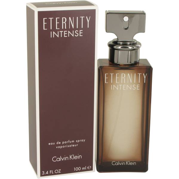 Calvin Klein Eternity Intense Women  Launched in 2016, this powerful and romantic fragrance joined its male counterpart in becoming a mainstay of the Eternity signature line from Calvin Klein. The shadowy pink exterior of the perfume bottle appears chic and edgy, perfectly suited to look sophisticated on your shelf. 
