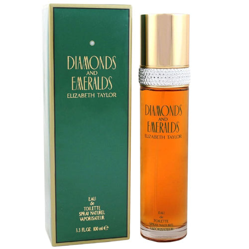 Diamonds & Emeralds Perfume by Elizabeth Taylor, This intensely feminine perfume from the Fragrant Jewels collection celebrates white florals with top notes that include sweet and softly spicy white rose, lush gardenia, sweet and citrusy mandarin, elegant, creamy peach, and hyacinth for added depth.  Notes:  Heart notes of intense jasmine and bright lily of the valley blend with the scent of peppery carnation and lemon-tinged magnolia, and the clean, fresh aroma of rose. 