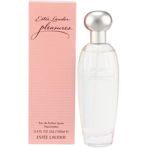 Pleasures Perfume by Estee Lauder, Released in the year 1995, Pleasures is a flowery, delicate perfume designed for women.  Notes:  This feminine fragrance features red berries and pink pepper in the top accords before giving way to the floral aroma of freesia and violet. The heart of this scent is light and fresh, utilizing notes of rose, peony, lily, and lilac to give the middle an aura of femininit