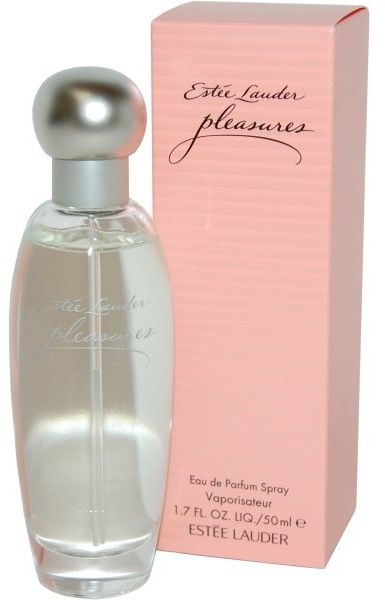 Pleasures Perfume by Estee Lauder, Released in the year 1995, Pleasures is a flowery, delicate perfume designed for women.  Notes:  This feminine fragrance features red berries and pink pepper in the top accords before giving way to the floral aroma of freesia and violet. The heart of this scent is light and fresh, utilizing notes of rose, peony, lily, and lilac to give the middle an aura of femininit