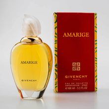 Load image into Gallery viewer, Amarige Perfume by Givenchy, In 1991, the brand house Givenchy came out with an exceptionally sharp new fragrance called Amarige.  Notes: At the top of the scent, the composition is notes of mandarin, orange, peach, neroli, rosewood, and plum. The heart is a floral bouquet consisting of black currant, acacia, gardenia, tuberose, neroli, and mimosa. The base ends warmly with cedar, amber, vanilla, sandalwood, musk, and tonka bean.