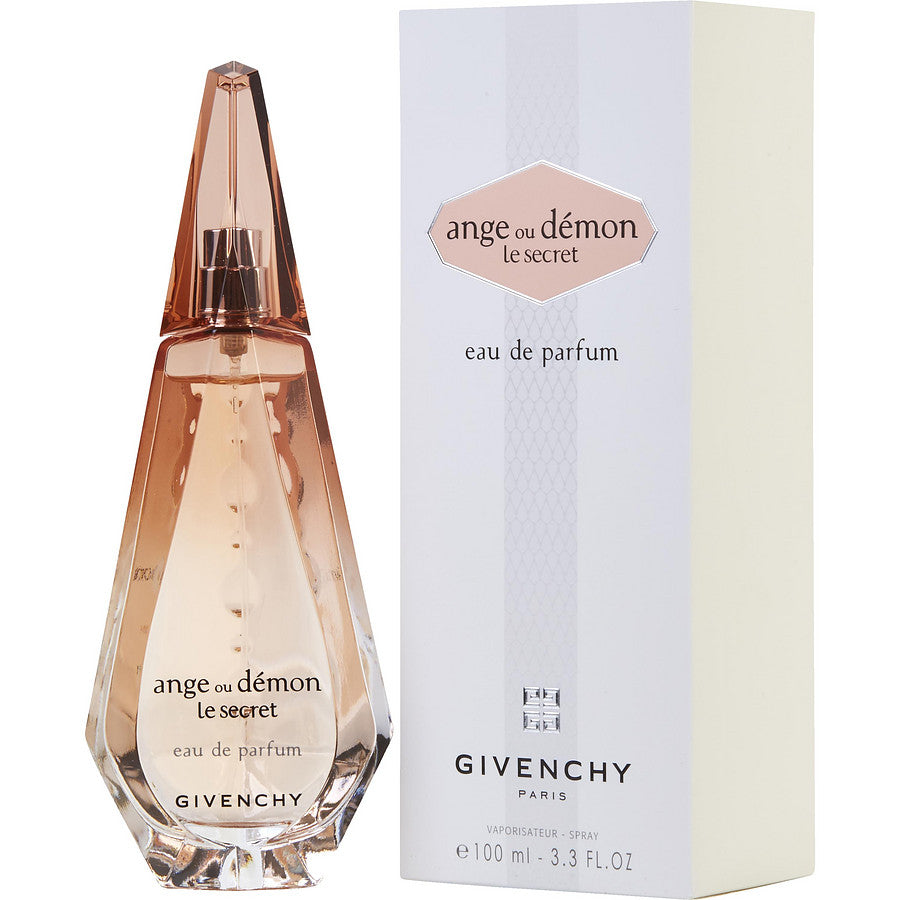 Ange Ou Demon Le Secret Perfume by Givenchy, Ange Ou Demon Le Secret by Givenchy is a dazzling reinterpretation of the brand’s original Ange Ou Demon scent.  Notes: Introduced in 2009, the perfume is a limited-edition fragrance that is soft, slightly spicy, and completely mesmerizing. Its tart cranberry top note brings with its white flowers and Italian winter lemon.