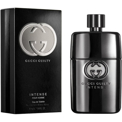 Gucci Guilty Intense Cologne by Gucci, Gucci Guilty Intense is a seductive and refreshing Eau de Toilette for men.  Notes:  The cologne opens with top notes of invigorating Amalfi lemon, soft lavender, and spicy coriander, which are followed by sweet middle notes of African orange blossom and neroli.  The fragrance is tied together with base notes of earthy patchouli, cedar, and ambe
