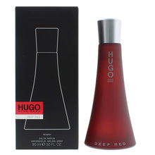 Load image into Gallery viewer, Hugo Deep Red Perfume by Hugo Boss, Hugo Deep Red is a provocative, feminine fragrance for women.  Notes: The scent opens fresh, citrusy and fruity with top notes of clementine, pear and orange. Rich, sweet and juicy, the opening is dominated by wine-like black currant and enticing blood orange.
