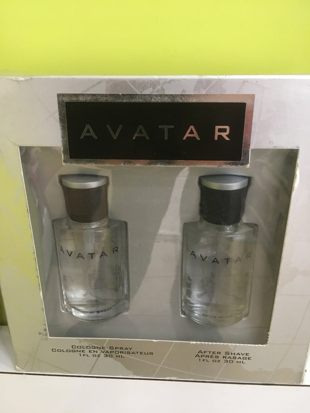 Gift Set - Avatar By Coty Cologne Spray 1oz. / 30 ml + After Shave 1 oz. / 30 ml ( 3/4th full)  2 pieces For Man Rare Discontinued Vintage