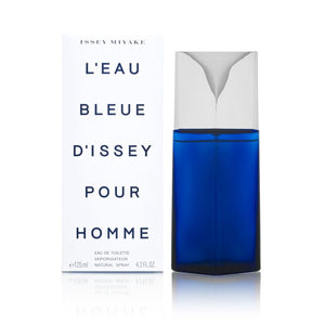 L'eau Bleue D'issey Pour Homme Cologne by Issey Miyake, L'Eau Bleue D'Issey Pour Homme is a clean, watery fragrance for the cool, modern man. The cologne, launched in 2004, is a summery, aromatic splash.  Notes: Lime and mandarin orange sparkle as the opening top notes, infused with the herbal green scent of rosemary. This earthy note continues with lavender in the middle and then blends seamlessly into a complex mix of juniper berries, pink pepper, ginger, 