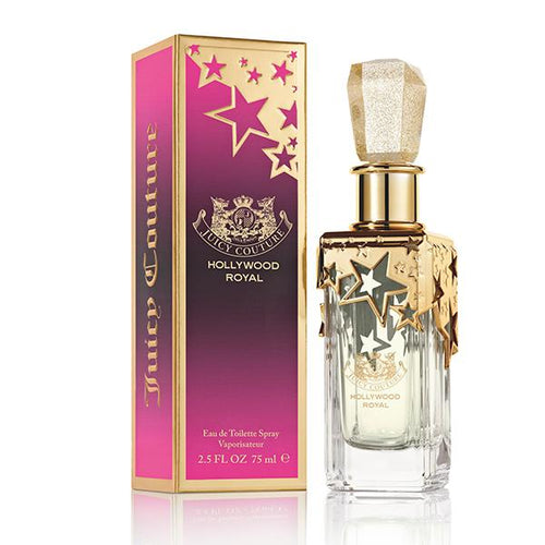 Juicy Couture Hollywood Royal Perfume by Juicy Couture, Juicy Couture Hollywood Royal is a powdery, fruity fragrance for women launched in 2015.  Notes: This modern scent opens with the flirtatious candied apple, pomelo, and pear notes. The heart turns light and floral with a combination of gardenia, jasmine, and tuberose. The earthy, warm closing notes are vanilla, musk, cashmere wood, and marshmallow. 