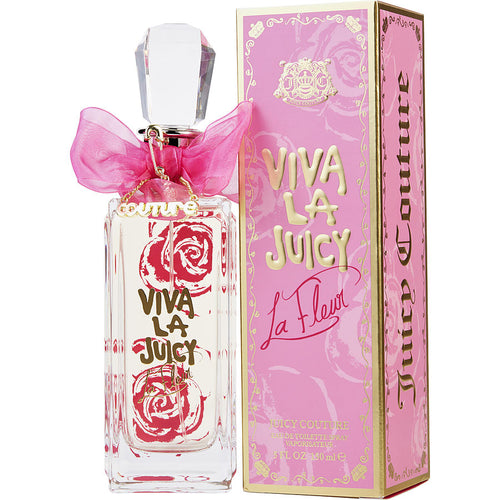 Viva La Juicy La Fleur Perfume by Juicy Couture, Bring out your inner fun and playful side with Viva La Juicy La Fleur, a jubilant women’s fragrance. This bright and cheery perfume blends floral, fruity, and aromatic accords for a dazzling and entirely feminine scent that’s sure to have heads turning in your direction.  Notes: Top notes of sweet mandarin orange, ripe red berries, and delicate water lily open the scent with a bright and effervescent tone 