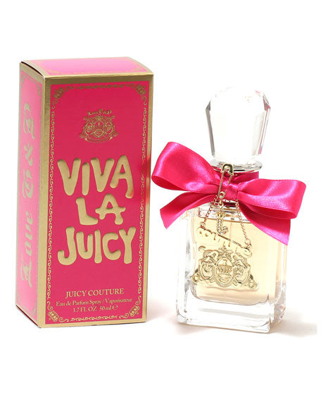 Juicy Couture Viva La Juicy For Woman By Viva La Juicy.  Find couture in your every day with Viva La Juicy perfume that is a playful, sweet floral fragrance with a delectable dry-down of creamy vanilla caramel and sensual amber.  Notes: Vibrant berries, sweet honeysuckle, and a pucker of mandarin are a liquid luxury for the life of every party!  Style: Viva la Juicy is for the glamorous girl who is always the life of the party. Inspired by the glitz and excitement of being out late and waking up early.