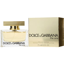 Load image into Gallery viewer, The One Perfume by Dolce &amp; Gabbana, The One by Dolce &amp; Gabbana is a feminine blend of fruity and floral accords. Introduced in 2006, this fragrance was created to celebrate that “every woman is the one.”  Notes: The perfume opens with fruity notes of mandarin orange, peach, lychee, and bergamot. The heart notes surface next, with green floral scents of jasmine, lily, lily-of-the-valley, and plum. 