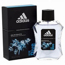 Load image into Gallery viewer, Adidas is an aromatic scent designed for men on the go hoping to wake up with a motivating morning splash of cologne.  Notes:  The fragrance’s tart top notes, green apple and lemon, give the skin a tweak, while hints of basil keeps everything in check. Mint and lavender open the earthy middle notes, give flight to the scent, while a flourish of pine tree and sage help ground the scent. In addition, aromatic amber mixed with tropical Asian benzoin make it up is base notes, holding everything together.