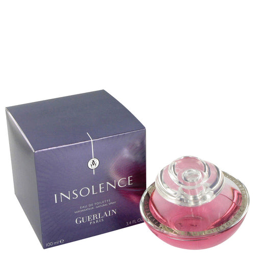 nsolence Perfume by Guerlain, Launched in 2006, this bold, energetic scent is designed to surprise and electrify with its youthful joie de vivre. It opens with sweet top notes of violet and raspberry.  Notes:  At its heart is a tangy trio of orange blossom, rose, and more violet.  Finally, the fragrance's foundation combines balsam, raisin, iris, and tonka bean.