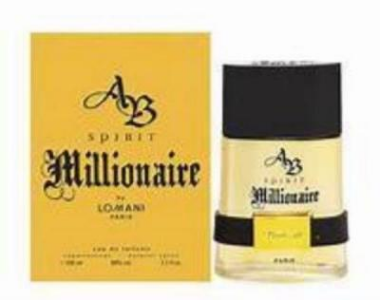 Spirit Millionaire by Lomani Cologne. Express your vigor and masculinity with a dash of Lomani's Spirit Millionaire fragrance for men .  Notes:  Introduced in 2010, this stunning scent expertly blends zesty, spicy and herbaceous notes of bergamot, green apple, cardamom, mandarin orange and coriander to create a clean and fresh bouquet that draws compliments wherever you go.