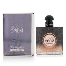 Load image into Gallery viewer, Black Opium Floral Shock Perfume by Yves Saint Laurent, Released in 2017, Black Opium Floral Shock is a women’s floral fruity gourmand fragrance with white floral, citrus, and fruity main accords. Its flacon is the same dark and square shape of the original Black Opium perfume, but has fading black sparkles that reveal pink.  Notes: The top notes are bergamot, lemon, pear, and freesia. In the middle are gardenia, orange blossom, white flowers, and solar notes.