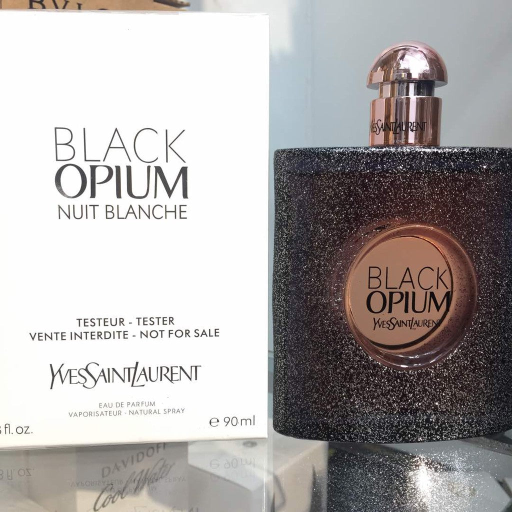 Black Opium Nuit Blanche Perfume by Yves Saint Laurent, Become entranced by the dark seduction of Black Opium Nuit Blanche, a sensual women’s fragrance by Yves Saint Laurent.  Notes: This mesmerizing perfume immediately grabs your attention with its rich sweet and spicy accords. Top notes of anise, bourbon pepper and rice open the scent with an exotic touch, while heart notes of coriander, pink peony