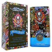 Load image into Gallery viewer, Ed Hardy Hearts &amp; Daggers Cologne by Christian Audigier, Released in November 2009 alongside its feminine counterpart, Ed Hardy Hearts &amp; Daggers is a sharp and lively modern cologne by fashion designer Christian Audigier, featuring a design by tattoo artist Don Ed Hardy. Fresh and spicy with woody undertones, it makes a strong fit for an outgoing, upbeat man.  Notes:  The top notes feature a martini accord with anjou pear and basil, while the heart delivers a kick of papaya and pepper accented with rosemary