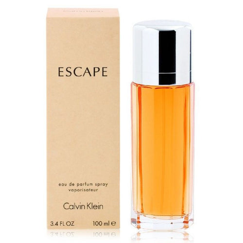 Escape Perfume by Calvin Klein, Escape is a distinctive, enduring, and familiar fragrance that was released by Calvin Klein in 1991. Its delicate and refreshing floral and fruit melange is perfect for days in the office or nights under the stars.  Notes: It opens with a burst of flowery chamomile, accompanied by luscious, juicy fruits including apple, mandarin, melon, peach, and plum.