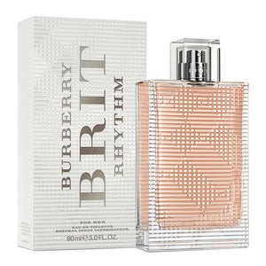 Burberry Brit Rhythm Perfume by Burberry, Show everyone you live life to your own beat with Burberry Brit Rhythm, an invigorating women’s fragrance. This impassioned perfume emits floral and woody accords for a refreshing and energizing scent you’ll be happy to wear while dancing the night away.  Notes:  Top notes of spicy pink pepper, neroli, relaxing lavender and aldehydes open the fragrance with a soft and luminous approach,