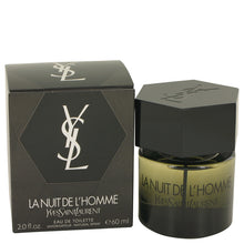 Load image into Gallery viewer, La Nuit De L&#39;homme Cologne by Yves Saint Laurent, La Nuit De L&#39;Homme is a men’s woody spicy cologne with aromatic, warm spicy, fresh spicy, woody, and floral main accords. Launched in 2009, this fragrance was developed by perfumers Anne Flipo, Dominique Ropion, and Pierre Wargnye of International Flavors and Fragrances.  Notes: The cardamom top note leads to the lavender, bergamot, and Virginia cedar middle notes. Caraway and vetiver base notes close this arrangement. 