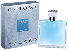 Load image into Gallery viewer, Chrome Cologne by Azzaro, First launched in 1996, Chrome is a fresh spicy cologne with woody accords. This aromatic fragrance opens with citrusy top notes of lemon, bergamot, pineapple, neroli and rosemary. Jasmine, coriander and cyclamen make up the floral heart. The bottom notes contain tonka bean, cardamom and musk with sandalwood, Brazilian rosewood, oakmoss and cedar.  Loris Azzaro was an Italian fashion and fragrance designer who released dozens of successful perfumes in his lifetime.