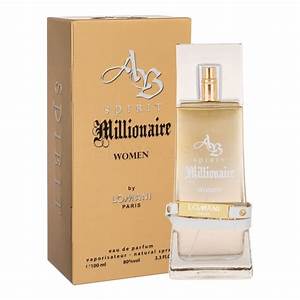 AB Spirit Millionaire Women by Lomani is a Floral fragrance for women.  Notes:  Top notes are lime, orange, orange blossom and apple; middle notes are rose, egyptian jasmine, raspberry and musk; base notes are amber, patchouli, vanilla and honey.  Style:  The motto of Lomani is 