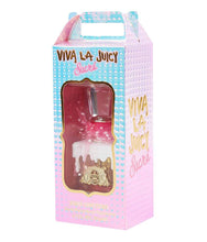 Load image into Gallery viewer, Viva La Juicy Sucre Perfume by Juicy Couture, Meaning “sugar” in English, Viva La Juicy Sucre is just that. Released in 2016, this delicate fragrance will bring out your softer side.  Notes: Top notes are red currants, mandarin orange, and beautiful gardenia. Middle notes layer notes of delicate almond cream, peach, jasmine, and orange blossom. Completing this floral and citrus blend, the base notes are vanilla, sandalwood, cacao, and whipped cream for a fun finish. 