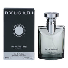 Load image into Gallery viewer, Bvlgari Pour Homme Soir is a modern signature scent for sophisticated gentlemen, offering a confident and clean scent profile.  Notes:  This 2006 men&#39;s fragrance catches attention with botanical papyrus, an unusual top note that draws you in for more. The scent of strong, fresh-brewed Darjeeling tea pairs perfectly with citrusy bergamot for an aromatic, aggressive heart.  Style: